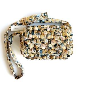 Anthropologie Daily Practice Woven Velvet Crossbody Bag in Neutral Motif